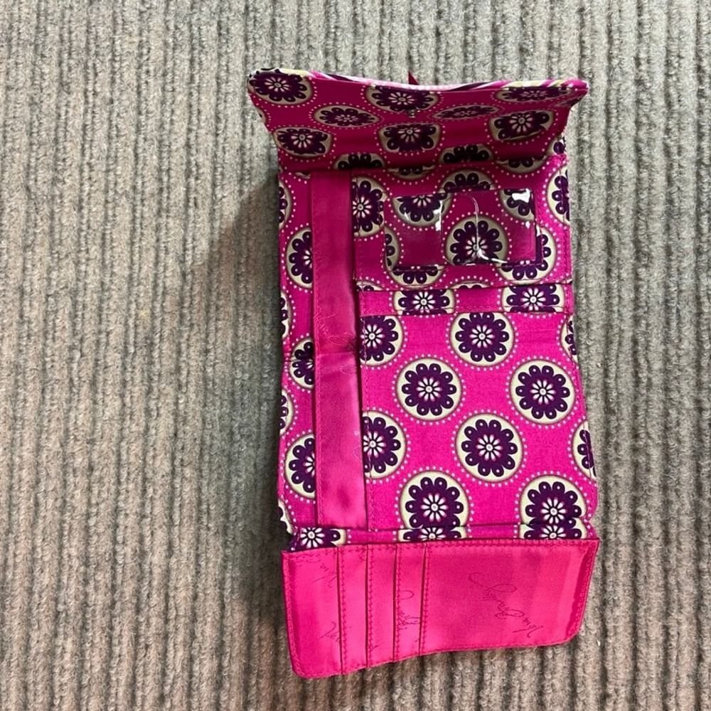 Vera Bradley Plum Crazy Quilted Cotton Trifold Wallet Pink Purple Paisley Floral - Picture 6 of 8